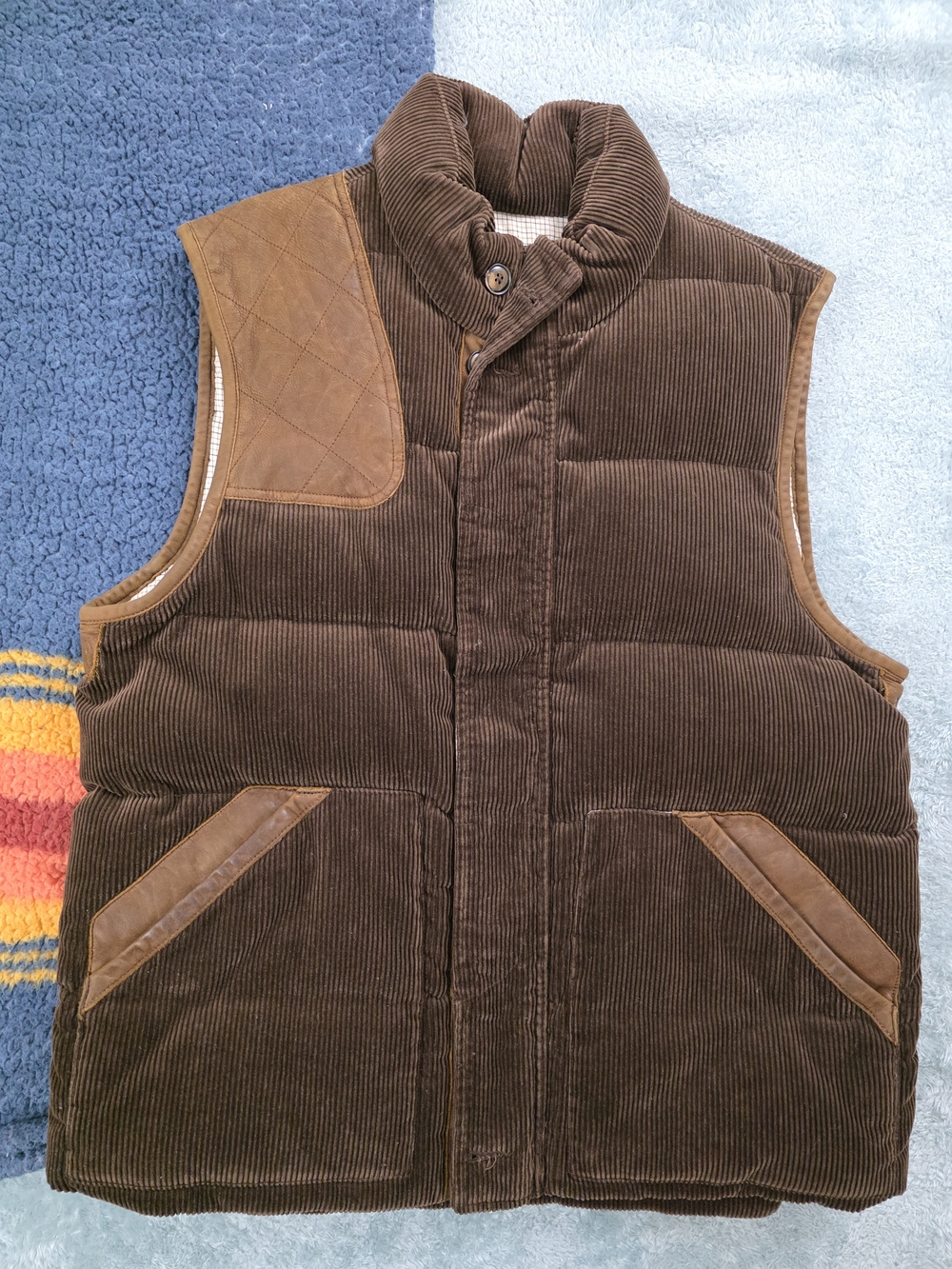 Vintafe Polo Ralph Lauren Corduroy Hunting Vest with Leather Trim sz L